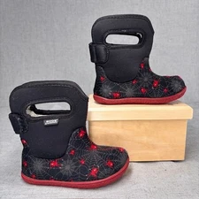 Bogs Baby Black Red and Spider Rain Boots Waterproof Insulated Winter Boot 7
