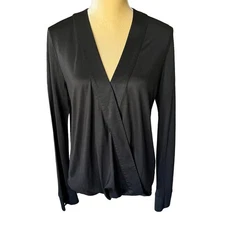Worth New York Black Wrap Blouse Top EUC Size Medium