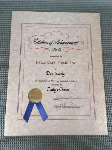 The Everly Brothers Don Everly 1960 Cathy’s Clown BMI Award - Bild 1 von 8
