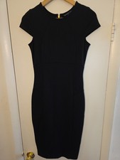 FELICITY & COCO Cap Sleeve Seamed Midi Sheath Dress Black Sz XS