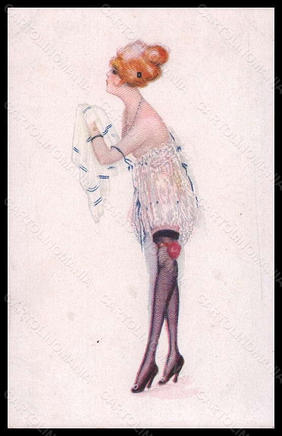 Artista Firmato Illustratori Coppa Risque Lady Veli Diafani 1 cartolina VK5793