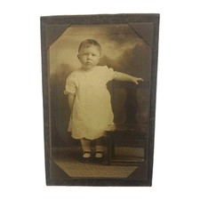 Antique Cabinet Card Photo Adorable Toddler Early 1900's Sepia Portrait