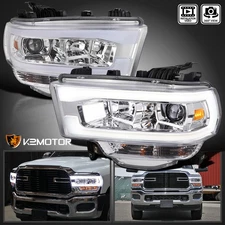 Fits 2019-2024 Dodge Ram 2500 3500 LED Tube Projector Headlights Lamp Left+Right