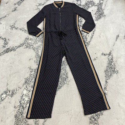 BCBGMAXAZRIA Anson Jumpsuit Size Small Geometric Print Wide Leg Zip Front