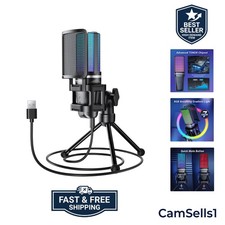 Podcast Microphone, USB Computer Mic, Cardioid Condenser PC Micro with Tripod...