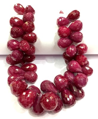 AAA QUALITY~African Ruby Faceted Teardrop Beads Briolettes Rarest Far Size Beads