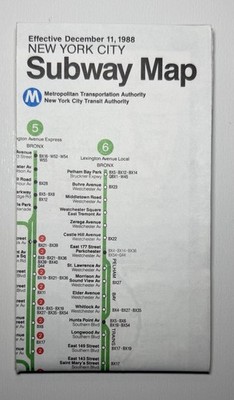 Vintage 1988 - NYC New York City Subway Map MTA - NY Transit Authority