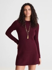 Madewell Sweater Mini Dress long sleeve color dark pomegranate NY269 Size XS NWT