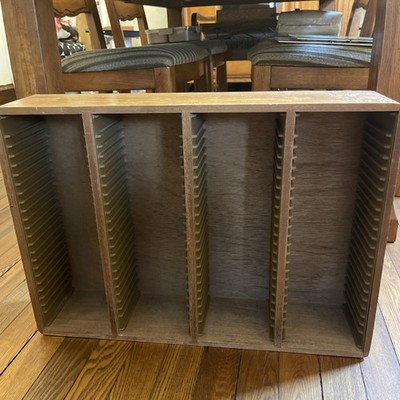 Wood Brown Free Standing CD Storage Rack 4-Shelf 92 Disc Capacity