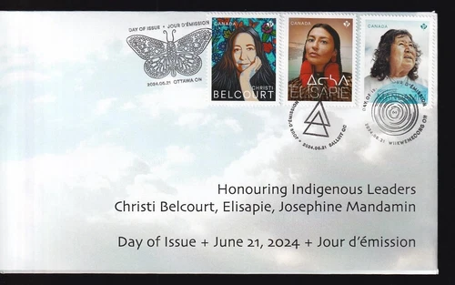 Canada 2024 limited edition private FDC - Indigenous Leaders - sc# 3451-3453