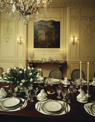 Washington DC Belgian Embassy Dinner Setting 1980s Chandelier Table Decor
