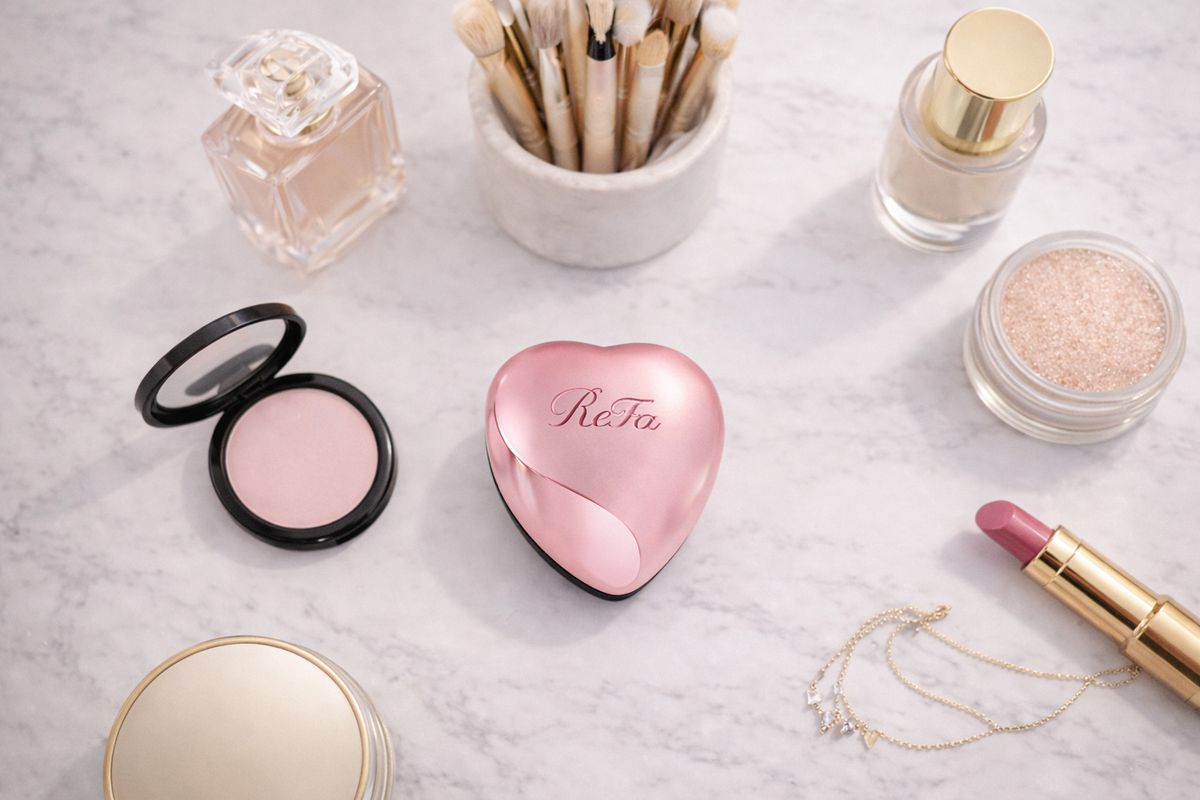 ReFa Heart Brush Mini Rose Gold | Soft Compact Detangler Japan