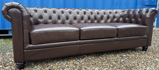 Brown Leather Chesterfield Style 3 seater Sofa Modern FREE GB DELIVERYπππππ