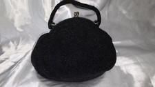 Vintage Beaded Handbag Made In Japan Black Beads