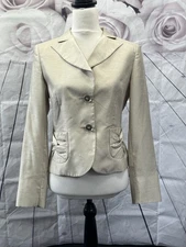 Basler Blazer Jacket Size Size 10 Cream Beige Ruched Pockets Occasion Wedding