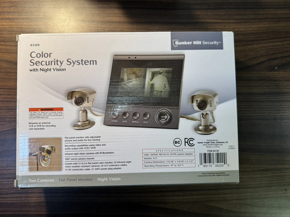 全新 Bunker Hill 彩色安全系统 2 摄像头 夜视和面板监视器 — 第 2/4 张图片