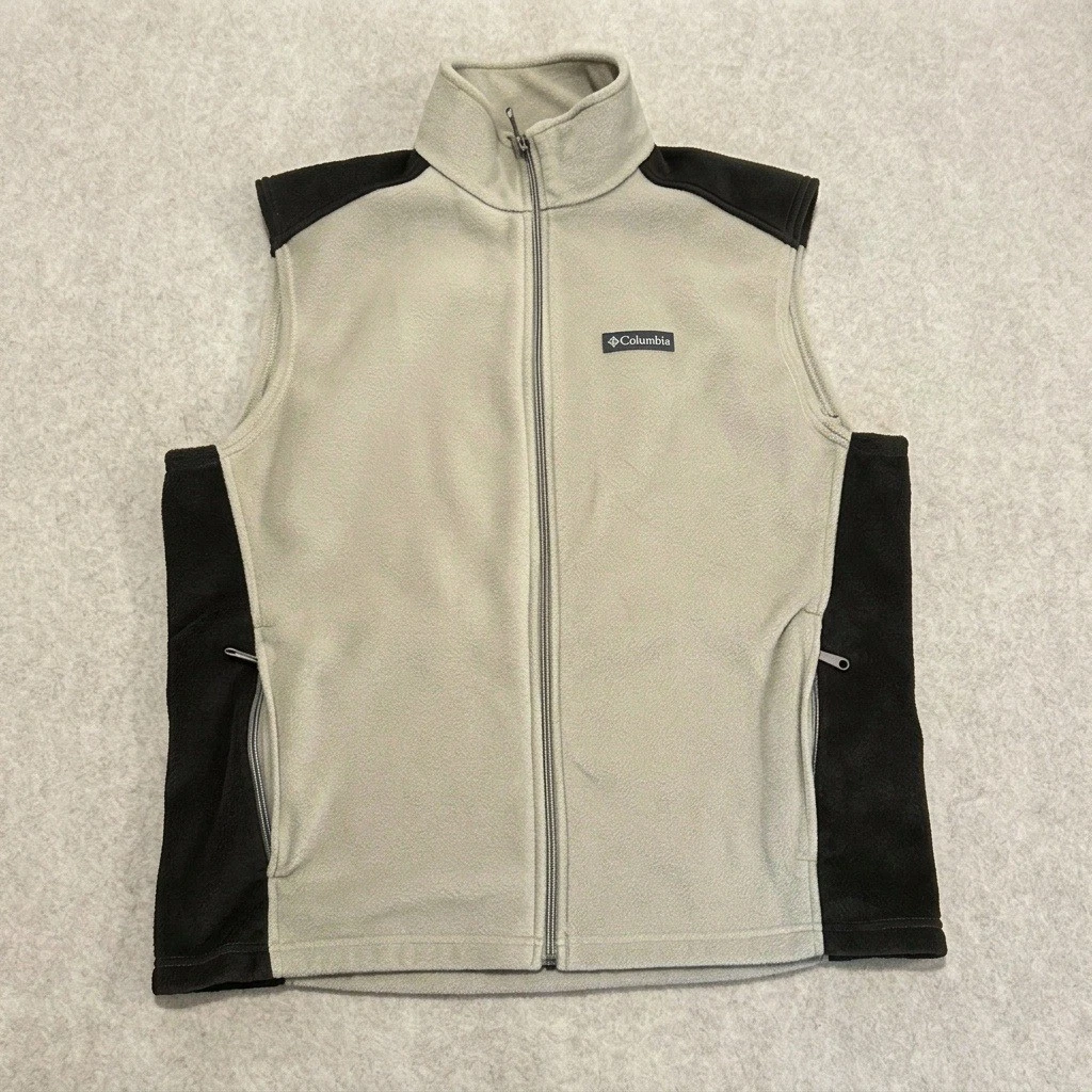 Columbia Steens Mountain Fleece Vest Men's Large Two-Tone Tan Brown Full Zip