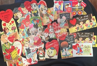 Lotto Carte San Valentino Vintage Insegnante Superman Cracker Jack Cane Panda Coniglietto