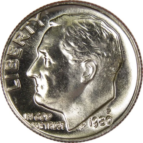 1980 P Roosevelt Dime BU Uncirculated Mint State 10c US Coin Collectible