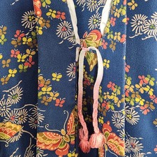 Vintage Japanese Traditional Navy Haori Kimono Floral Butterfly Print