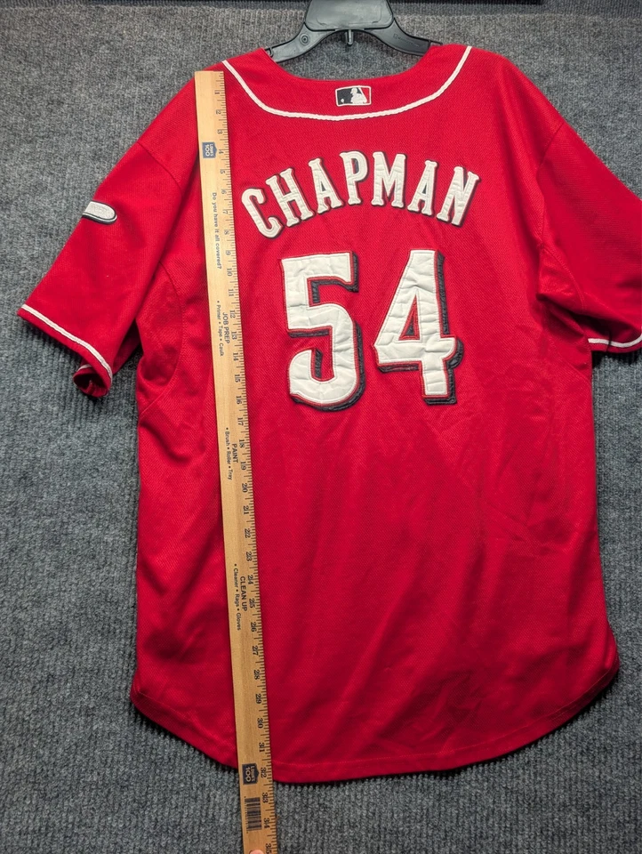 Cincinnati Reds Authentic Majestic Jersey Size 54 Embroidered Chapman - BUTTON - Image 4 of 4