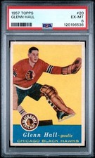 1957 Topps #20 Glenn Hall Rookie Card PSA 6. rookie card picture