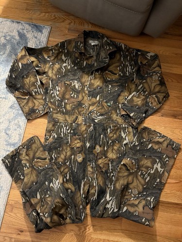 VTG Mossy Oak Coveralls Mens Large Regular Fall Foliage Camo Hunting USA Made - Picture 1 of 5