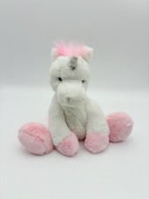 Aurora Purely Luxe Unicorn Plush Pink White Sitting Fuzzy Mane 11"