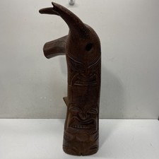 Hand Carved Wooden Tiki Totem. 27 inch Tall Polynesia Sculpture