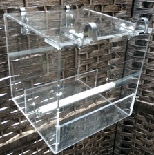 No Mess Acrylic Bird Feeder for Cage READ  SEE PHOTOS NEW-OPEN BOX