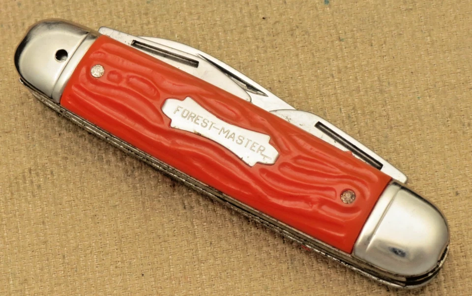 Vintage COLONIAL KNIFE CO USA FOREST MASTER Scout Knife Scarce Orange Handles B - Image 4 of 4