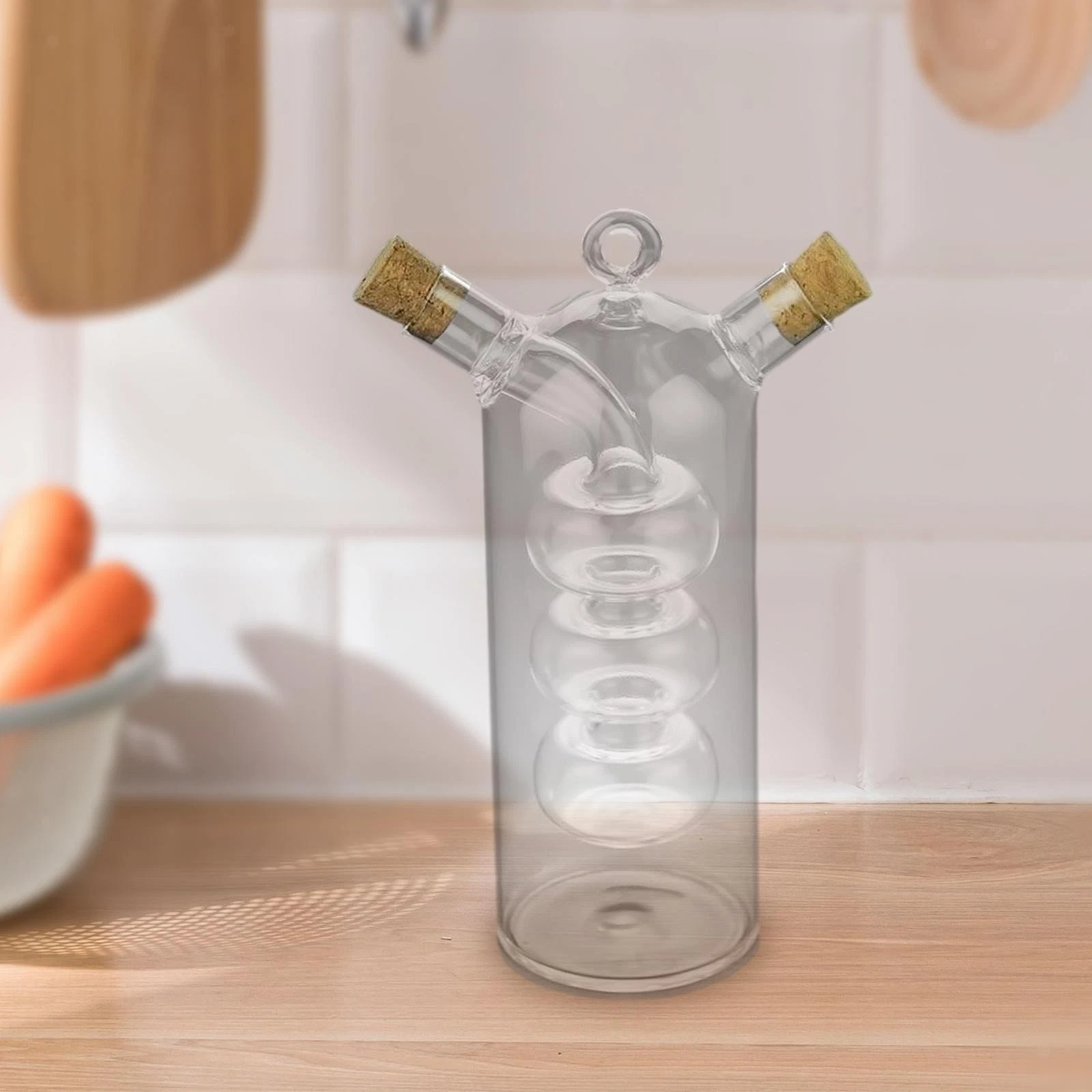 Double Chamber Oil and Vinegar Dispenser 6.5x17.5cm Sturdy Handcrafted Glass
Opens in a new window o
