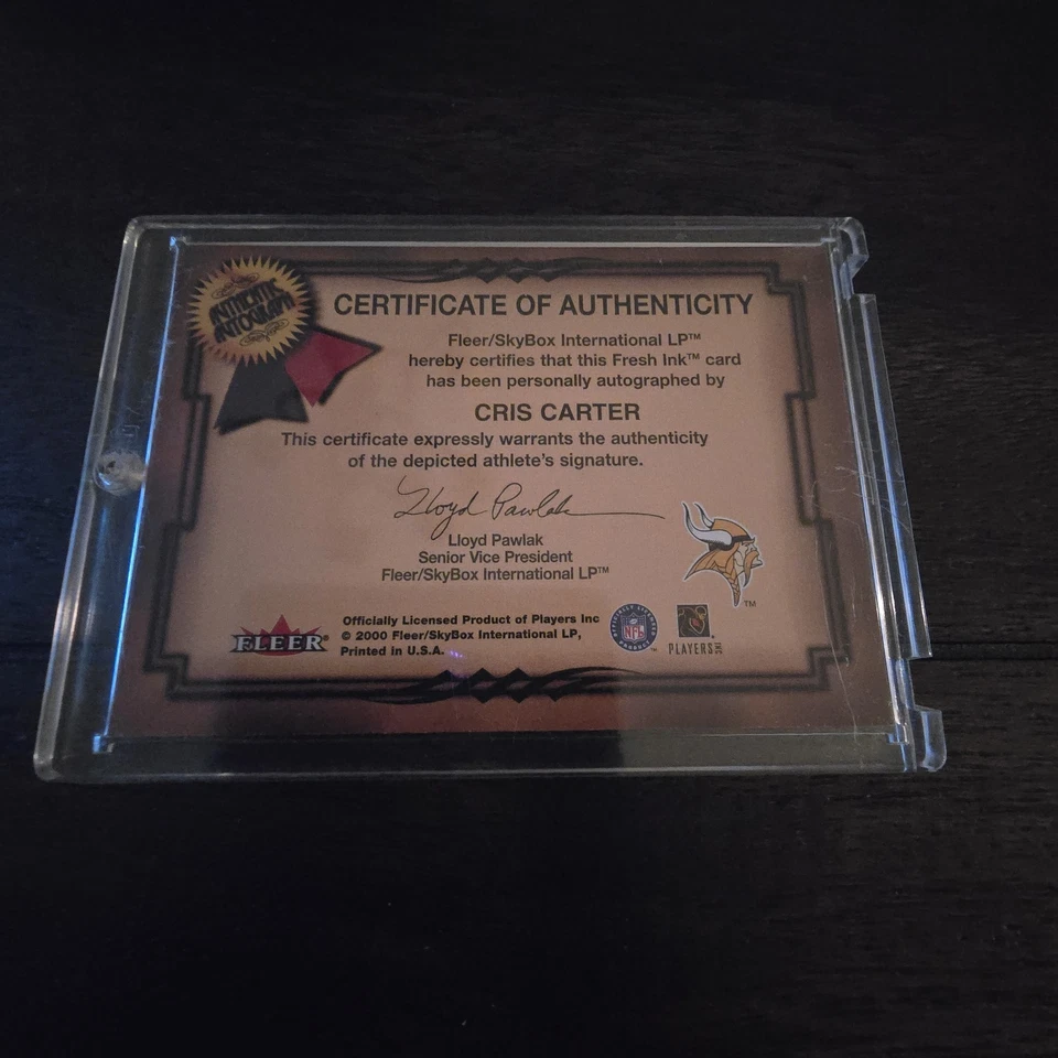 2000 Fleer Autographics Cris Carter Certified Autograph Signed Auto - Image 2 of 2