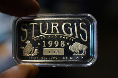 FIVE Sturgis Ralley 1997-2001 1 Troy oz .999 fine silver art bars