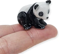 1¼" L Panda Ceramic Chinese Bear Miniature Animal Figurine Wildlife Collectibles