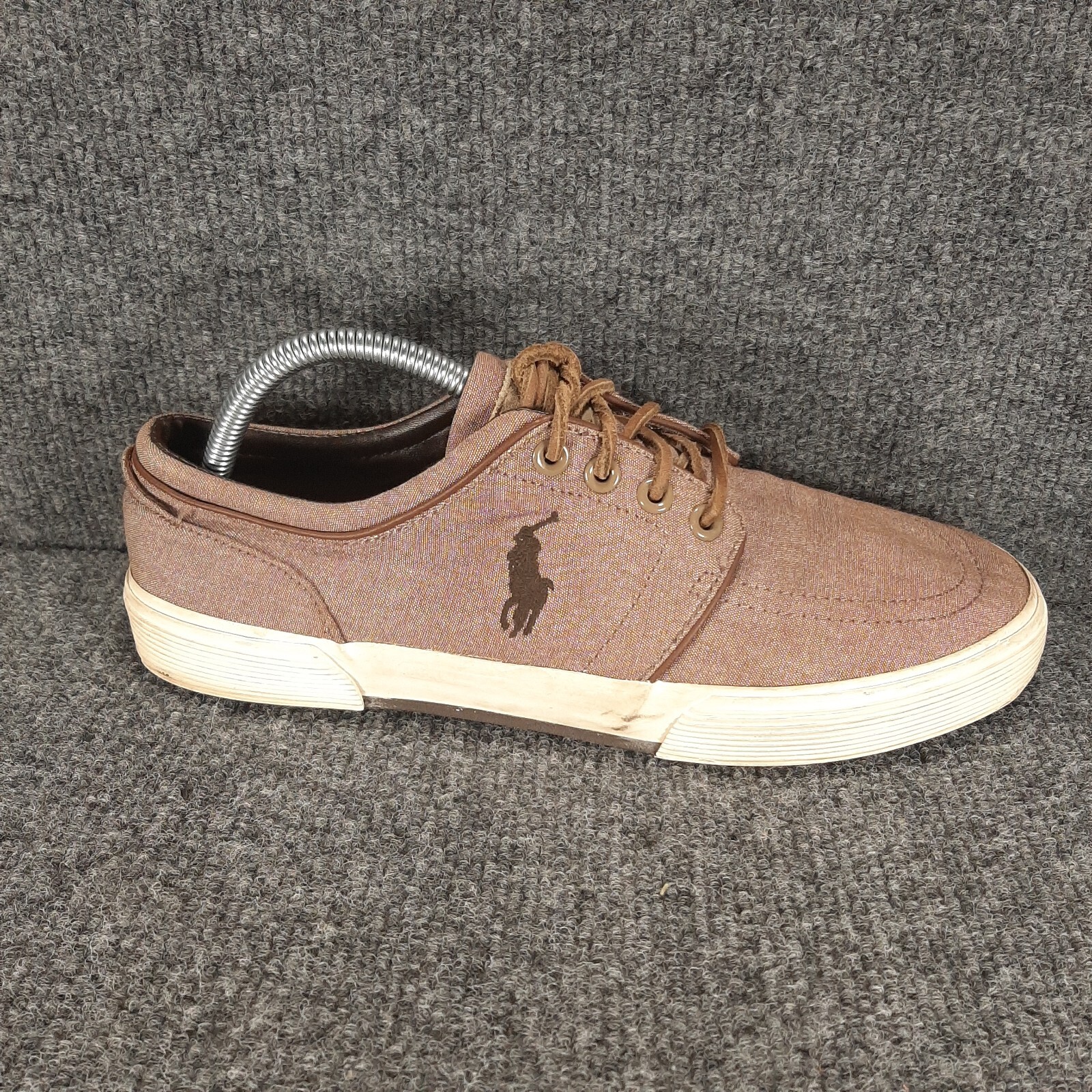 PONY Polo Ralph Lauren Faxon scarpe sneakers basse tela uomo 8 5 D marrone stringate