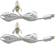 C7 Accessory Cord with 2 C7 Led Light Bulb Candelabra-Base E12 Socket