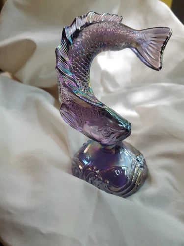 Fenton Iridescent Carnival Glass - Fish Paperweight