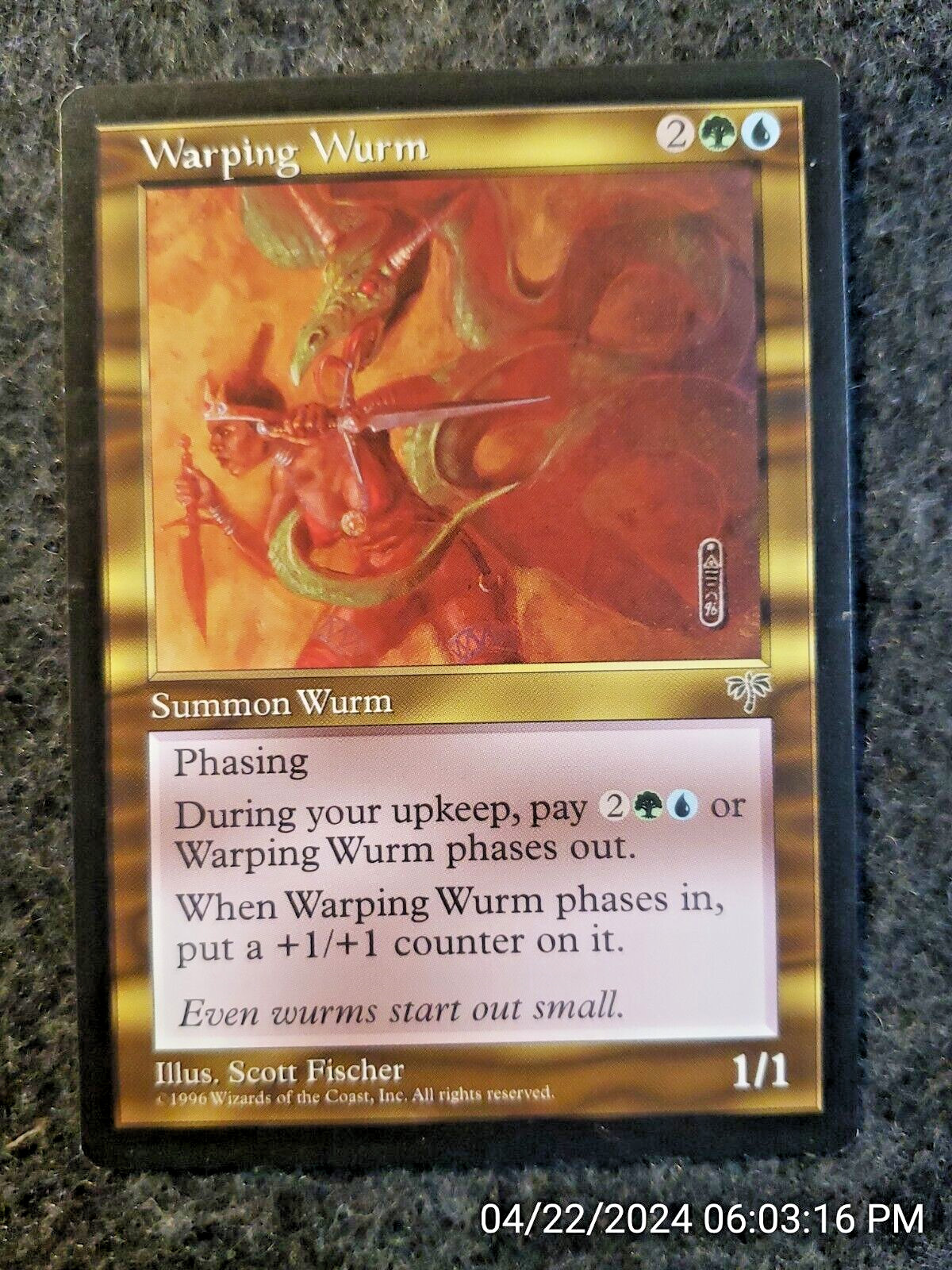 Warping Wurm Mirage Blue Green Rare MAGIC THE GATHERING MTG CARD (DS3D1F5)