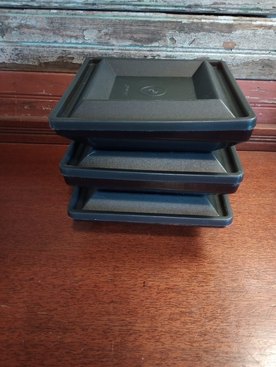 Set of 3 Vintage Tupperware Black Containers With Lids Divided