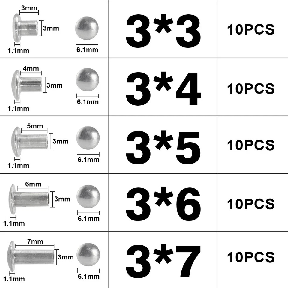 Kit de herramientas de remache para remaches SEMITUBULARES de 1/8" troqueles fijos/herramienta remachadora de ventana de ventilación Foto 3 de 4