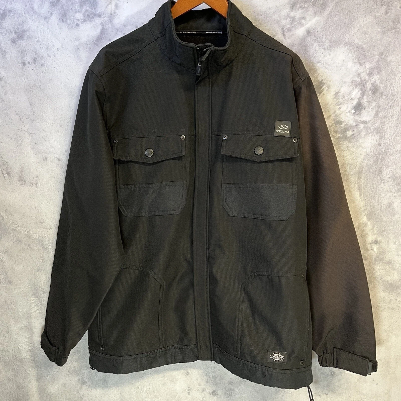 Dickies Storm Jacket Mens Large 23x28.5 Softshell Full Zip Lined Outdoor Black