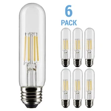 6 Pack Satco LED Filament 120V 5.5W 40W Dimmable T10 Medium E26 4000K Cool White