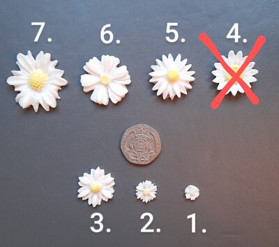 Handgefertigter essbarer Fondant / Zuckerpaste Gänseblümchen.  Tortenaufleger.