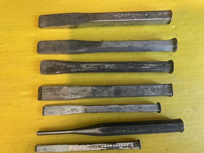8 PC. CRAFTSMAN/BLACKHAWK/STOWE CHISELS/PUNCHES 4 -6.5  USED MADE USE LOT 68