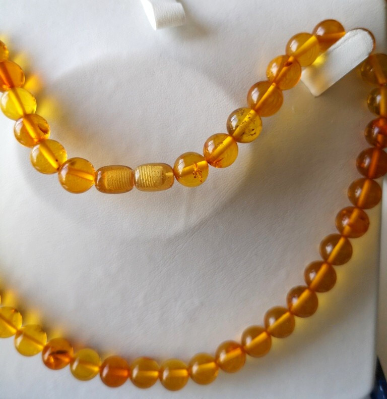 Collier Long Perles Ambre De La Baltique 50g #9 - Vintage, Occasion Très Bon état, Longueur 33 Pouces