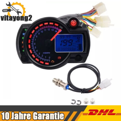 Universal LCD Digital 15000rpm Motorrad Tachometer Tachoanzeige Kilometerzähler