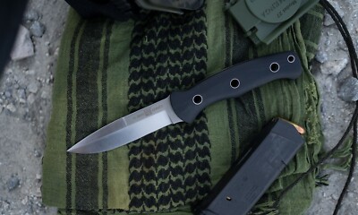 AMK5101 Al Mar S.E.R.E. Operator 40 Fixed D2 Satin Blade Black G10 Handle Black