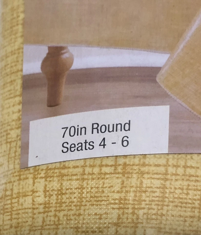 Monterey Vinyl Tablecloth 70" Round Yellow New - Image 4 of 4