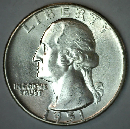 1951 Washington Quarter Uncirculated Twenty-Five Cents Silver 25 Cents Coin